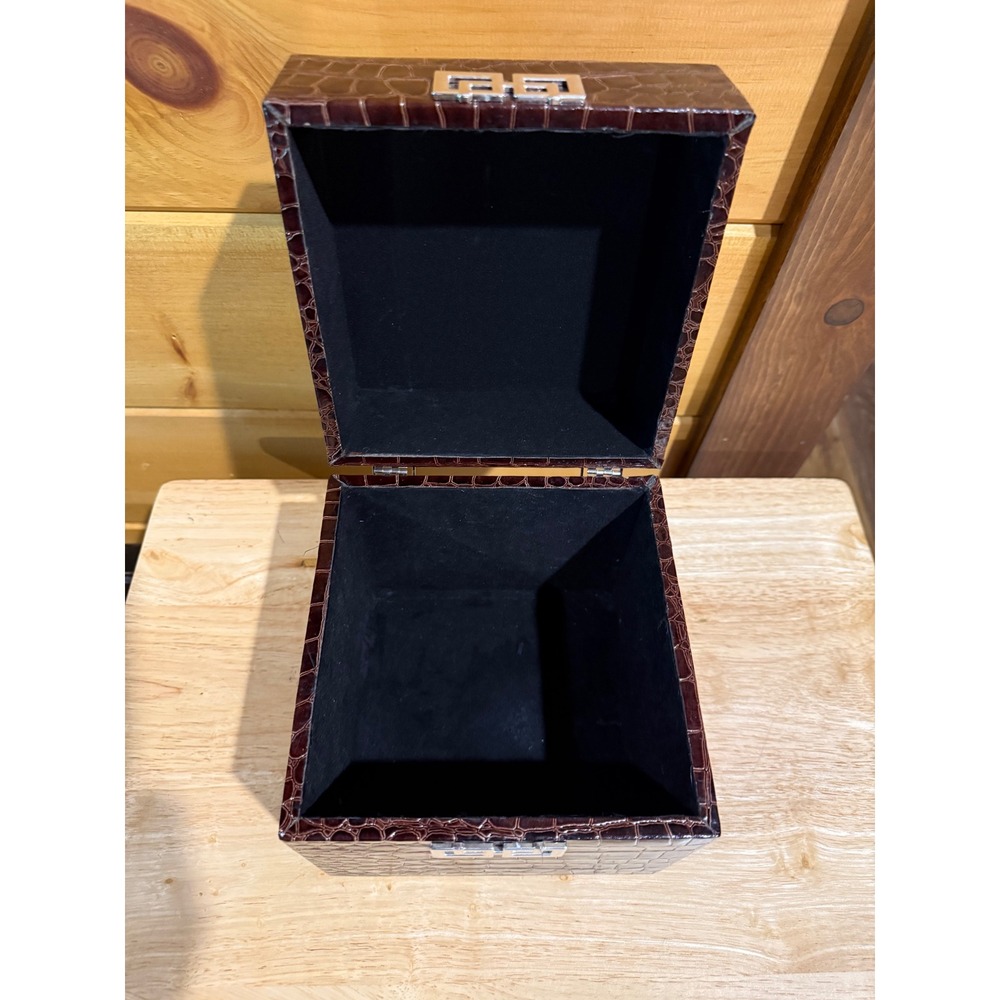 J.T. Rose & Co Dark Brown Croc Embossed Faux Leather Decorative Box - Picture 4 of 7